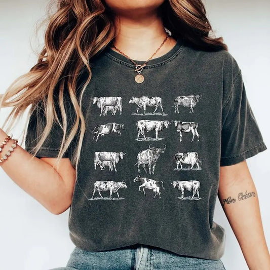 Cow Shirt, Vintage Western Wear, Farm Animal Shirt, Bull Cottagecore Shirt, Bull Shirt, Cottage Core, Aesthetic Shirt, Cow T-shirt, Farm Tee