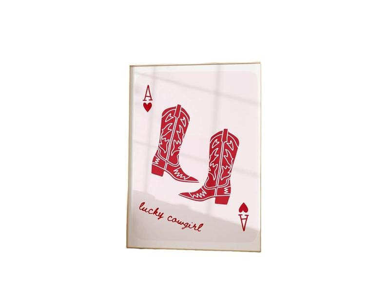 Cowboy Boots Playing Card Poster, Vintage Cowboy Rodeo Cowboy Western Print, Cowgirl Western Aesthetic Western Decor,...