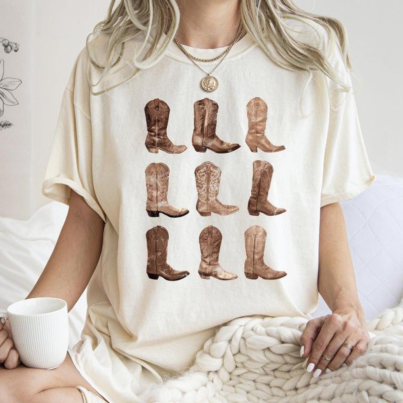 Cowboy Boots, Western, Retro, Vintage, Country,  Tshirt, Women's Crew Neck, Crewneck Hoodie, Sweatshirt | DripVista.com