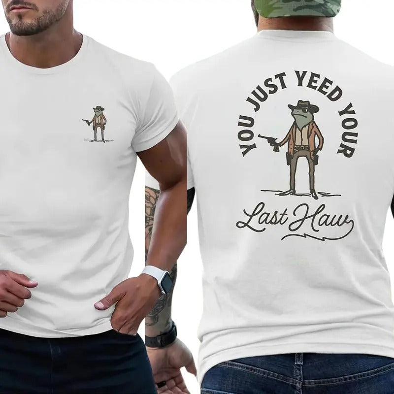 Cowboy Frog You Just Yeed Your Last Haw Shirt, Menswear Sweaters Tops Pullover Human Casual Long Sleeve, Graphic Tees For...
