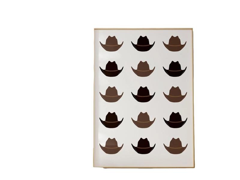 Cowboy Hats Western Art Rodeo Cowboy, Western Nursery Decor Cowgirl Western Aesthetic, Neutral Aesthetic Print, Cowboy...