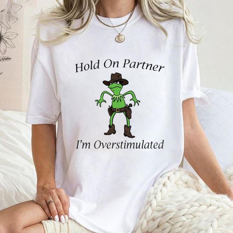 Cowboy Kermit Shirt, Hold On Partner T-shirt, Muppets Sweatshirt, Kermit Muppet Shirt, Cowboy Muppet Shirt, Funny Meme...