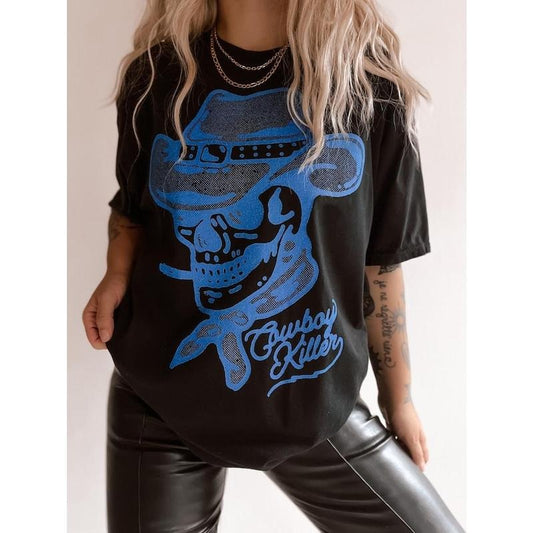 Cowboy Killer Tee, Western grunge graphic tee, trendy cowboy shirt, tee
