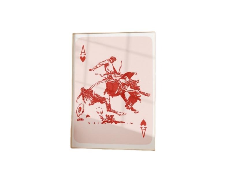 Cowboy Playing Card Vintage Cowboy, Cowgirl Western Aesthetic, Western Decor, Preppy Pink Art, Gifts For Women Bedroom...