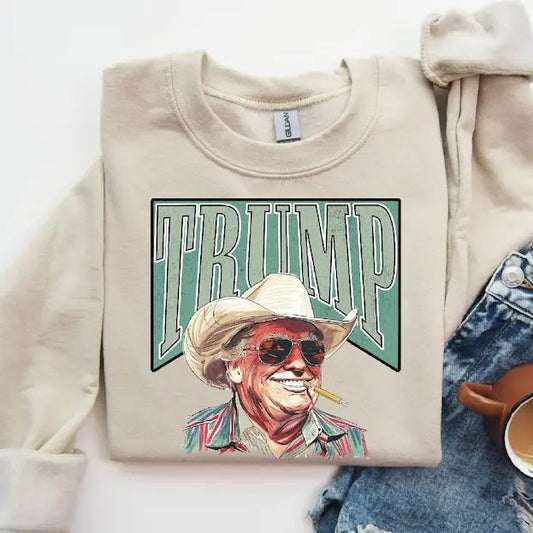 Cowboy Sweatshirt  Trump Meme Sweatshirt  2024 President Trump Sweater  Western Trump Sweatshirt  Donald Daddy Sweatshirt
