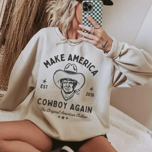 Cowboy TRUMP Sweatshirt Cowboy Trump Trump 2024 MAGA Apparel Ultra Maga Vote Shirt Free Trump Womens Trump Clothes Trump Merch