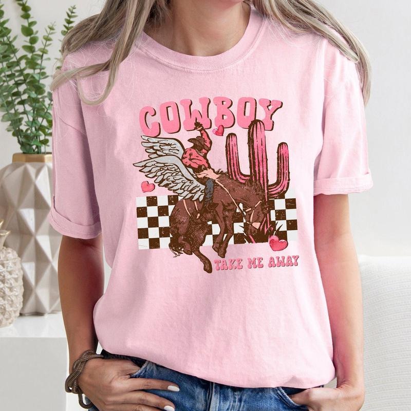 Cowboy Take Me Away, Western, Country, Comfort Colors Tshirt, Valentine's Day, Valentine's Day Comfort Colors Tshirt,...