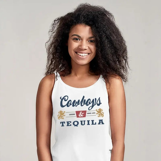 Cowboys and tequila shirt, beer tank top, white summer crop top, country concert outfit, coors tshirt