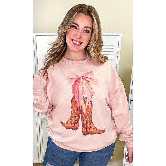 Cowgirl Bow Graphic Sweatshirt