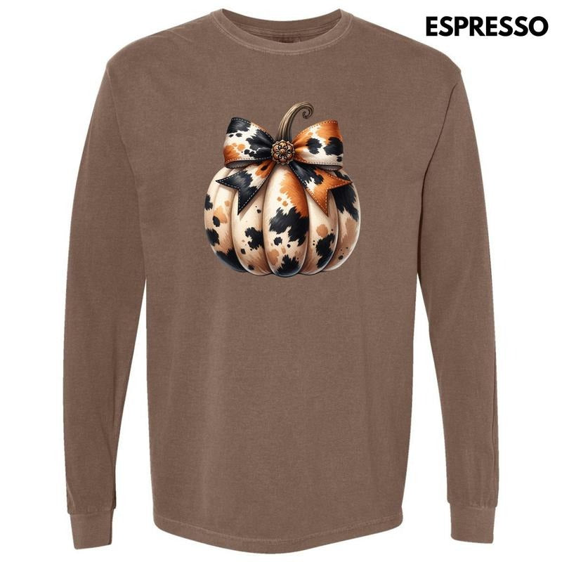 Cowhide Pumpkin Long Sleeve Comfort Colors T-Shirt 'NLB'
