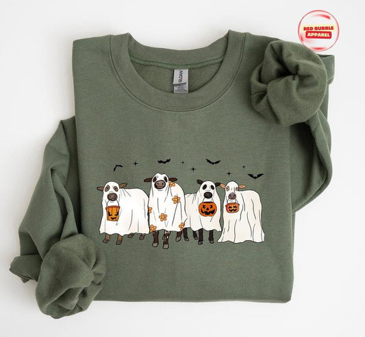 Cows Halloween Sweatshirt Halloween Ghost Cows Sweatshirt Spooky Cows Halloween Gifts Cow Lovers Halloween Gift  T-shirt, sweater and Hoodie