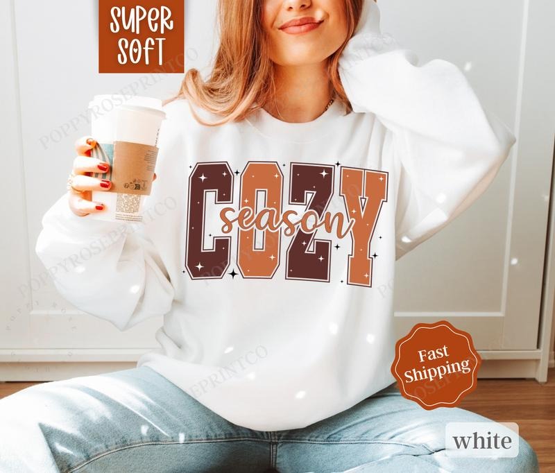 Cozy Fall Sweatshirt, Autumn Crewneck, Womens Sweatshirt, Fall Sweater T-Shirts, Hoodie | DripVista.com