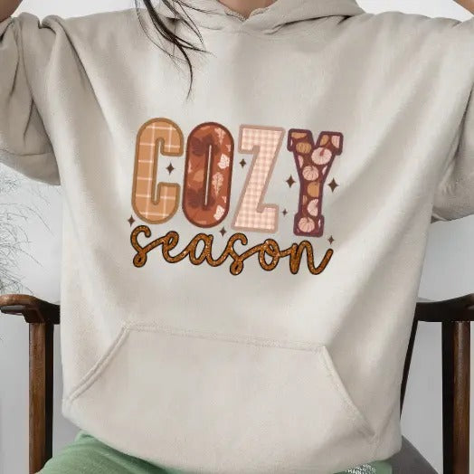 Cozy Season Feaux Ebroidered Autumn Sweatshirt Casual Comfort
