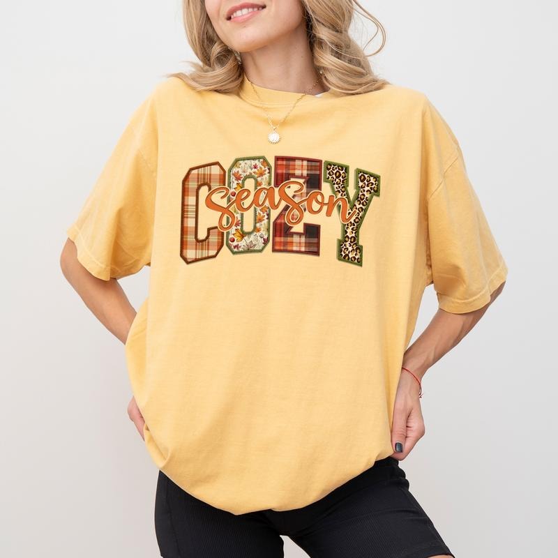 Cozy Season Shirt Comfort Colors, Cozy Fall Tee for Girls, Vintage Autumn Shirt For Women, Cute Thanksgiving Tshirt, Fall...