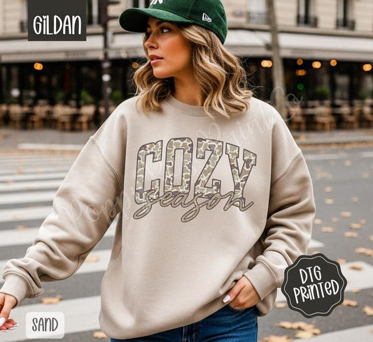 Cozy Season Sweatshirt, Trendy Women's Fall Crewneck