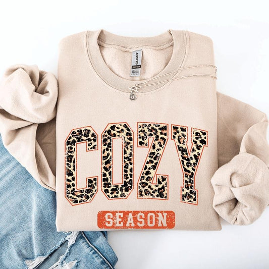 Cozy Season, Leopard Print, Halloween, Autumn, Fall Sweatshirt