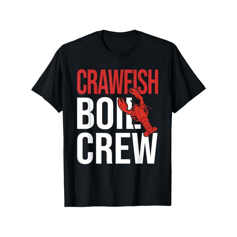 Crawfish Boil Crew Crayfish Sea Food Crawfish T-Shirt, 100% Cotton, Fabric Weight 180g, Casual Man Women T-shirts For Thanksgiving And Christmas Are The Best Gifts For Friends And Family, S-XXXL, Black made in usa