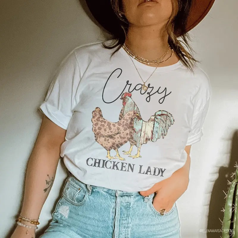 Crazy Chicken Lady   -   T-Shirt Womenswear Comfort Top Hoodie, Sweatshirt | DripVista.com