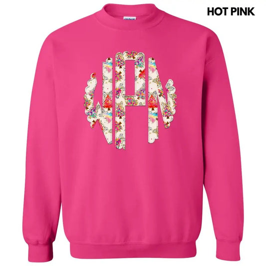 Crazy Colorful Christmas Monogram Sweatshirt 'NLB'