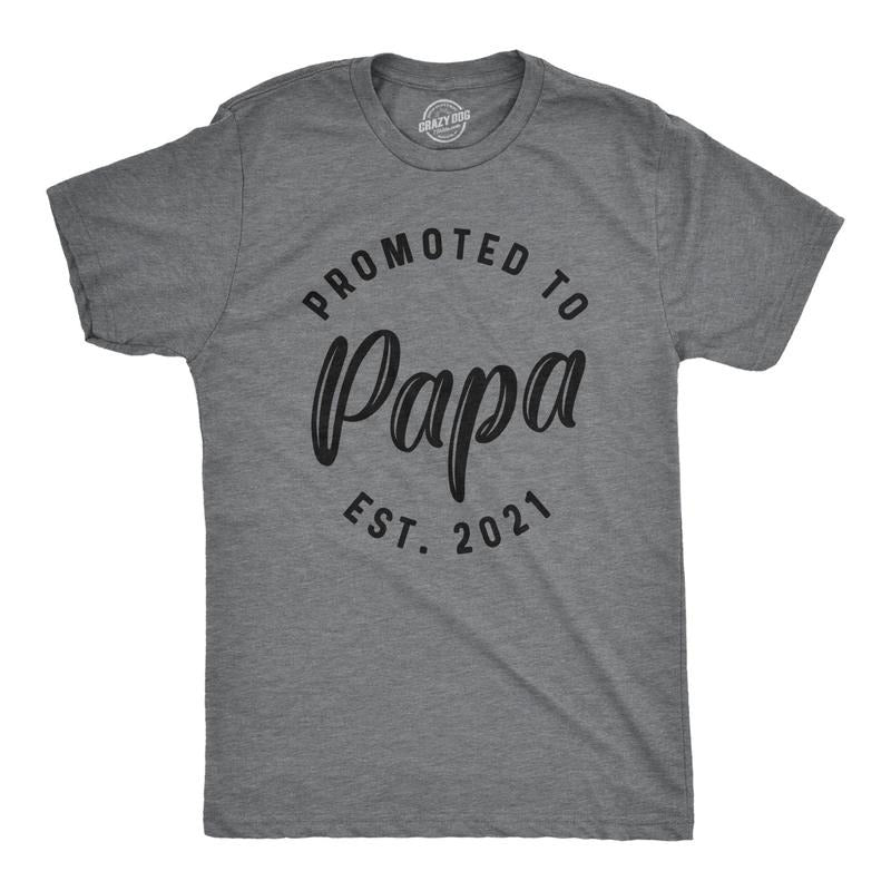 Crazy Dog Mens Promoted To Papa 2024 2023 2022 2021 Graphic T Shirt New Baby Family Tee Hoodie, Sweatshirt | DripVista.com