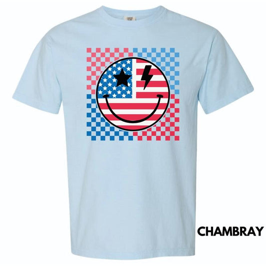 Crazy Patriotic Happy Face Comfort Colors T-Shirt 'NLB'