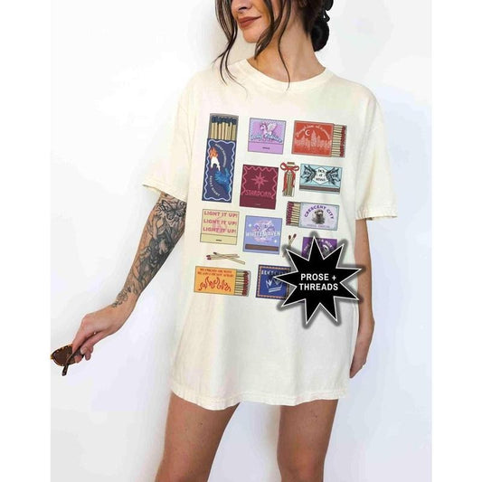 Crescent City Matchbox Collage Tee, Lunathion Sarah J. Maas Merch Light It Up Umbra Mortis Bookstagram Booktok Merch SJM Gift