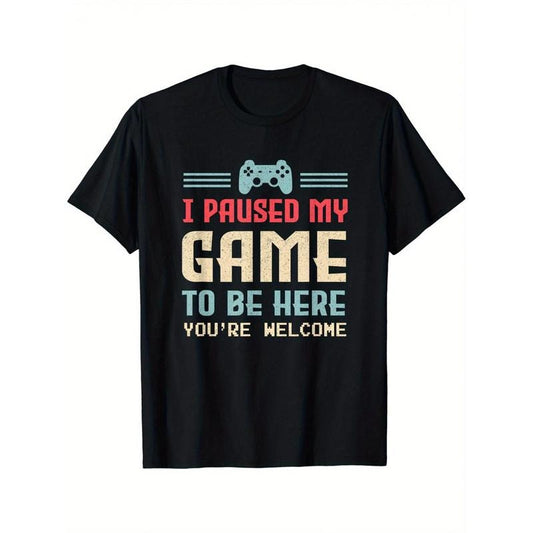 Crew neck game print men's summer short-sleeved sports T-shirt, comfortable and versatile220g made in usa