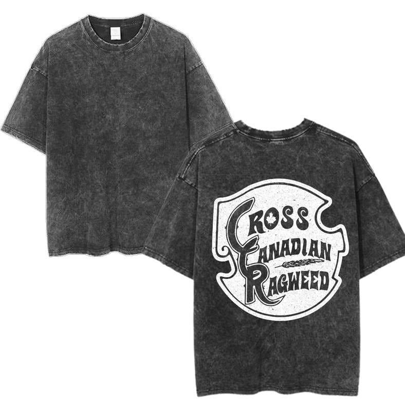 Cross Canadian Ragweed Vintage Washed Tee, Retro Rock Band Tee, Double-Sided Graphic Design, Casual Streetwear, Unisex Cotton Shirt