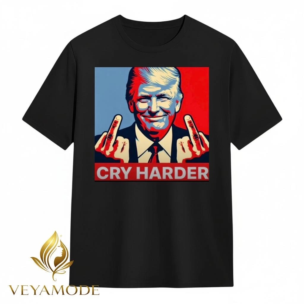 Cry harder Trump one finger tee