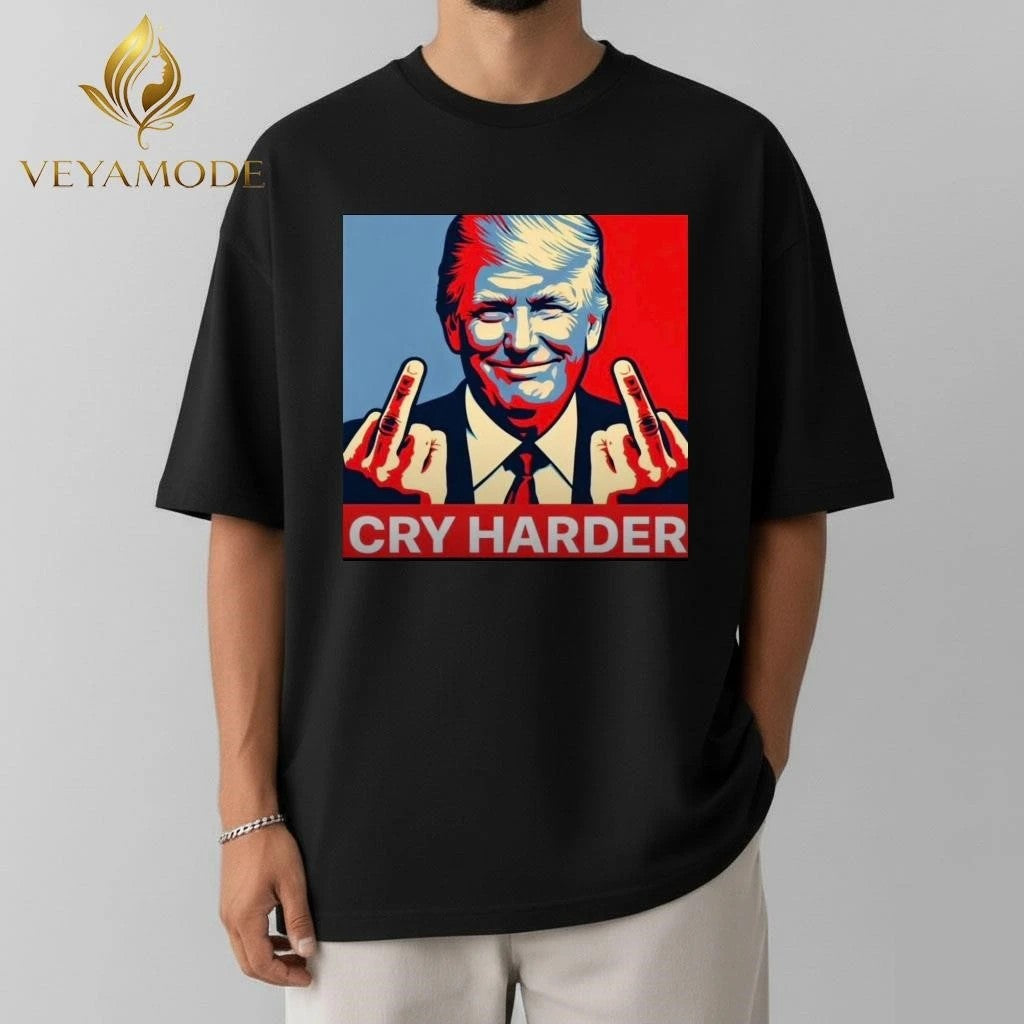 Cry harder Trump one finger tee