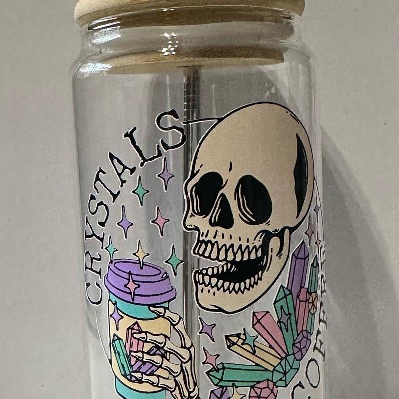 Crystals and Coffee 16 oz glass Tumbler T-Shirts, Hoodie, Sweatshirt | DripVista.com