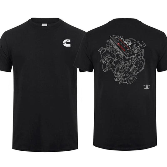 Cummins 59l 24v 2-sided T-shirt Car Parts Shirt Cummins Engine Shirt Car Lover Mens Cotton, Menswear Car Parts Short Sleeve