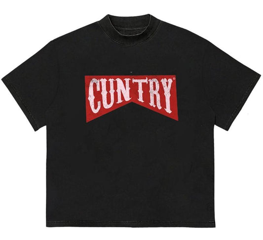 Cuntry T-Shirt For Women Men Crewneck Street Style Cozy Graphic T-Shirt for Chilly Days