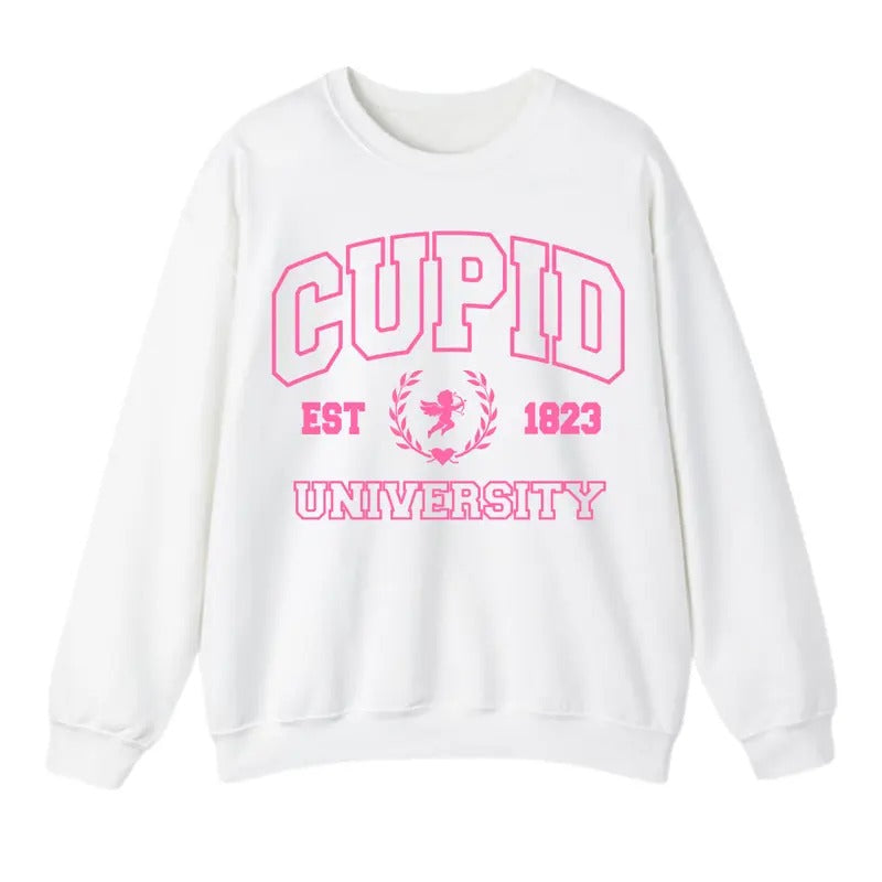 Cupid University Sweatshirt, Cute Valentine's Day Sweatshirt For Men And Women, Valentine's Day Trendy Sweatshirt...