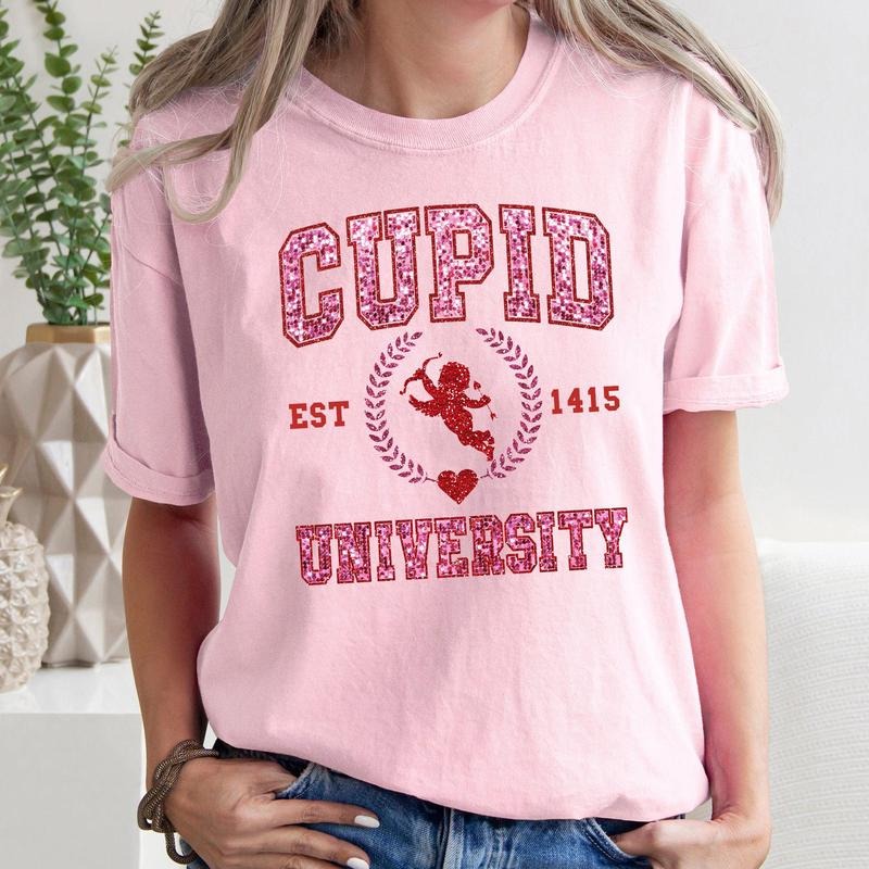 Cupid University, College, University, Love, Comfort Colors Tshirt, Valentine's Day, Valentine's Day Comfort Colors Tshirt, Women's Graphic Tee, Love, Heart, Cupid