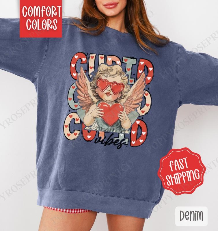 Cupid Vibes Valentines Sweatshirt Comfort Colors, Valentine's Day Women's Crewneck, Holiday Women's Sweater valentine...
