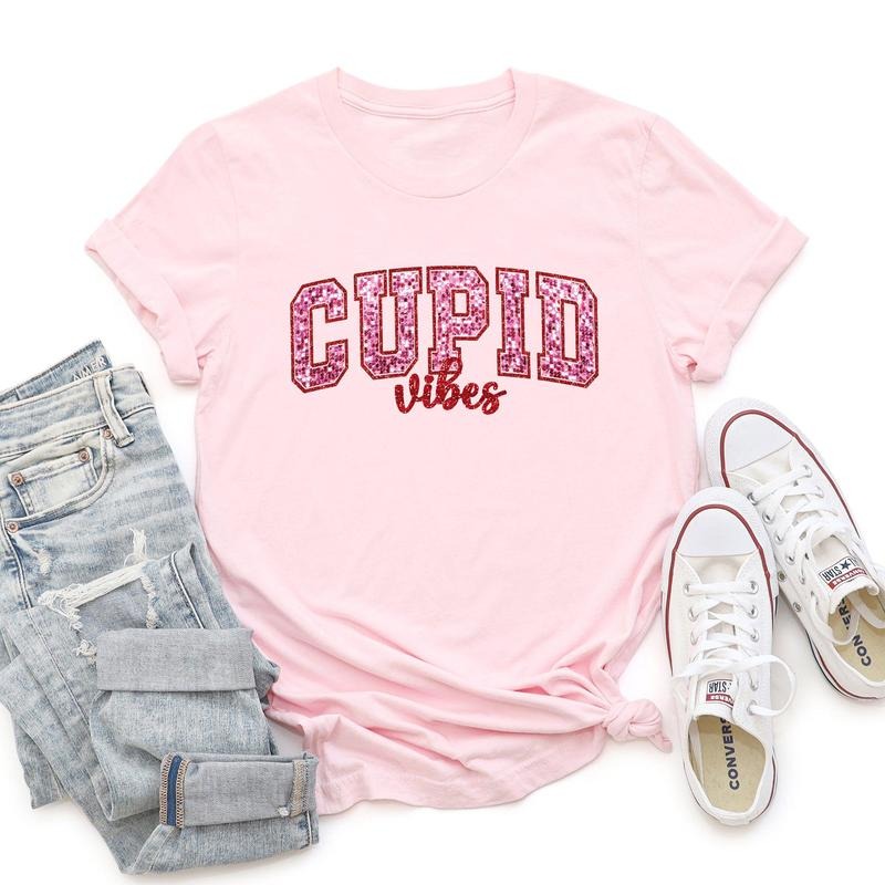 Cupid Vibes, Collegiate, Love, Super Soft Tshirt, Valentine's Day Hoodie, Sweatshirt | DripVista.com