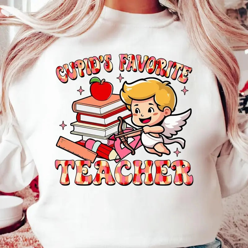 Cupid's Favorite Teacher Valentine Shirt, Valentines Day Shirt, Coquette Bow Shirt, Teacher Valentine Shirt, Cute Valentines Day Shirt
