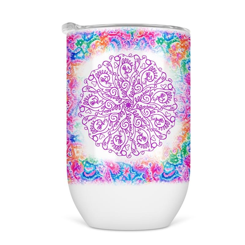 Curse Word Mandala Wine Tumbler - Funny Wine Cup For Women