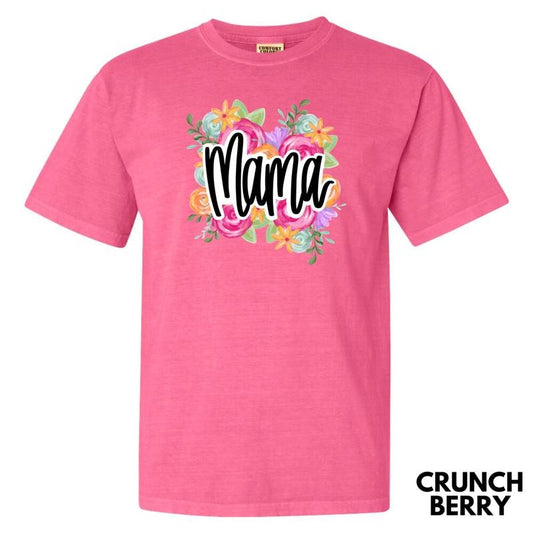 Cursive Flower Mama Comfort Colors T-Shirt 'NLB'