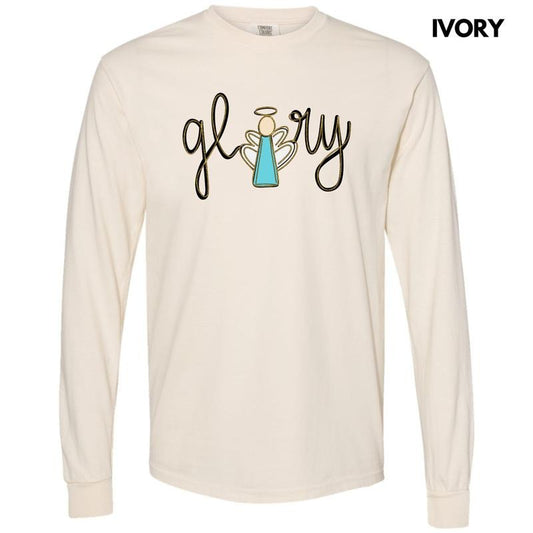 Cursive Glory Angel Long Sleeve Comfort Colors T-Shirt 'NLB'