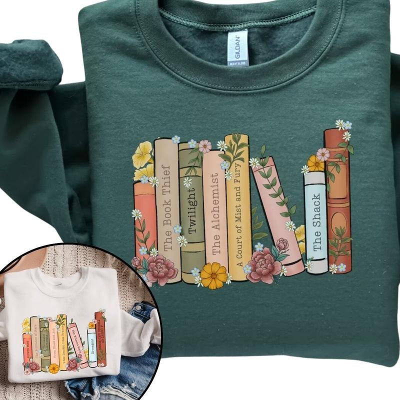 Custom Bookshelf Sweatshirt, Personalized Book Crewneck, Gift for book lover