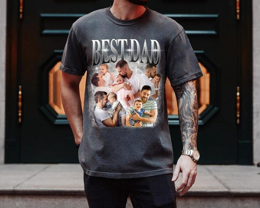 Custom Comfort Colors Best Dad T-shirt, Personalized Image Shirt, Father's Day Gift, Custom Photo Shirt, Gift For Mom, Vintage Graphic 90s