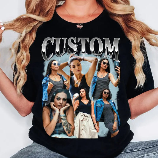 Custom Comfort Colors Girlfriend T-Shirt with Personalized Photo Print - Unisex Loose Fit Graphic Tee Top Womenswear Summer Streetwear