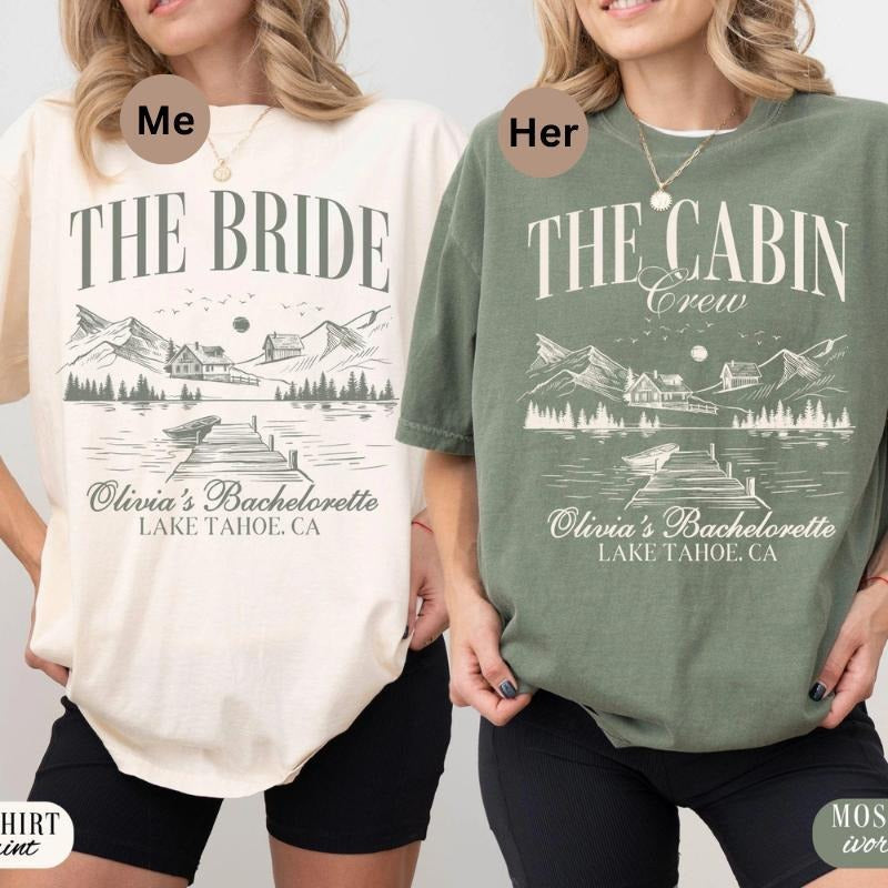 Custom Comfort Colors Vintage Camp Bachelorette Party Shirt, Custom Cabin Crew Bachelorette Shirts, Mountain Bride Tee,...