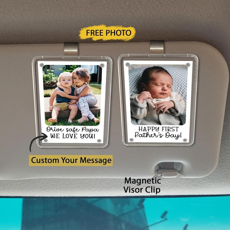 Custom Dad Photo Car Visor Clip, Personalized Father's Day Gifts, Drive Safe Daddy, Gift for Dad Grandpa, New Daddy Gift, Sun Visor Clip