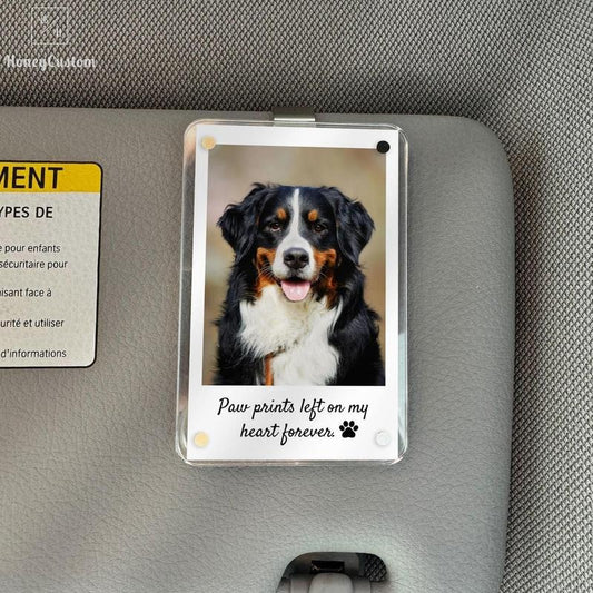 Custom Dog Memorial Car Visor Clip, Personalized Loss of Dog Gift, Pet Remembrance Gift, Dog Dad Gift, Pet Memorial Photo Keepsake, Sympathy Gift for Dog