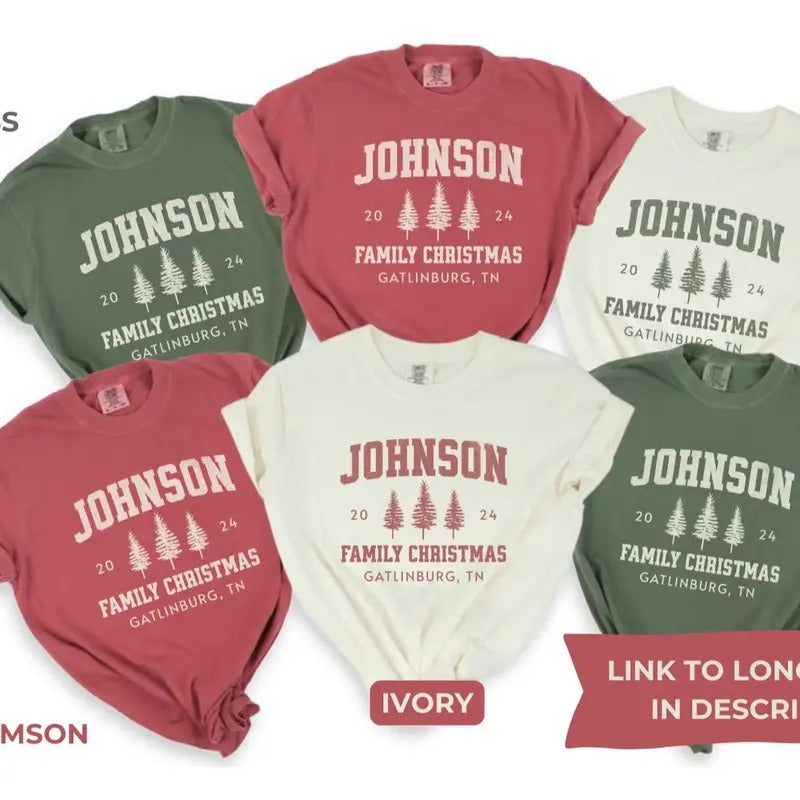 Custom Family Christmas Shirts, Comfort Colors Matching Family Christmas Tshirts, Personalized Name Christmas Shirt, Adult Unisex and Youth Womenswear Clothing Suits Casual Crewneck Shortsleeve