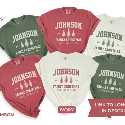 Custom Family Christmas Shirts, Comfort Colors Matching Family Christmas Tshirts, Personalized Name Christmas Shirt, Adult Unisex and Youth Womenswear Clothing Suits Casual Crewneck Shortsleeve