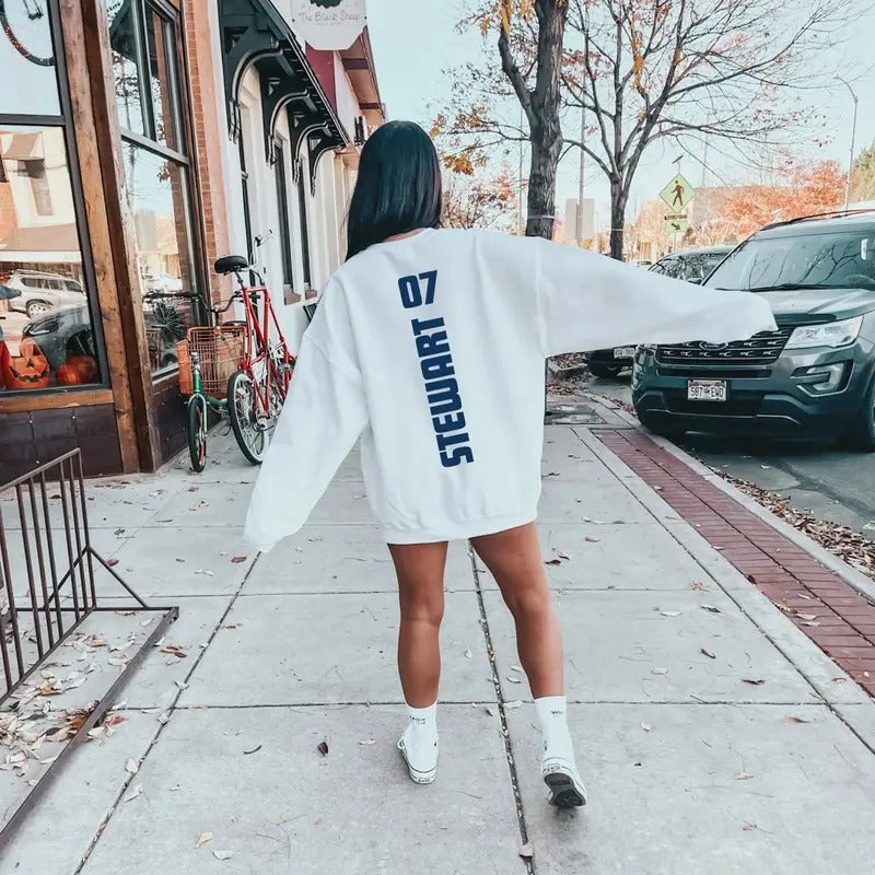 Custom Football Mom Crewneck, Personalized Football Sweatshirt, Game Day Football Hoodie, Name and Number Football Sweatshirt Womenswear Sweaters Tops Comfort Pullover Casual